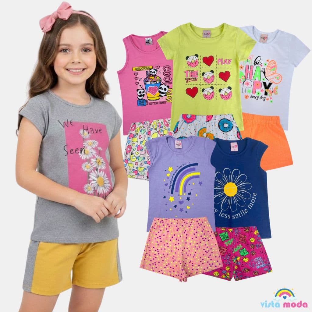 Kit 3 Conjuntos Sortidos Verão Menina 3 Moda Infantil