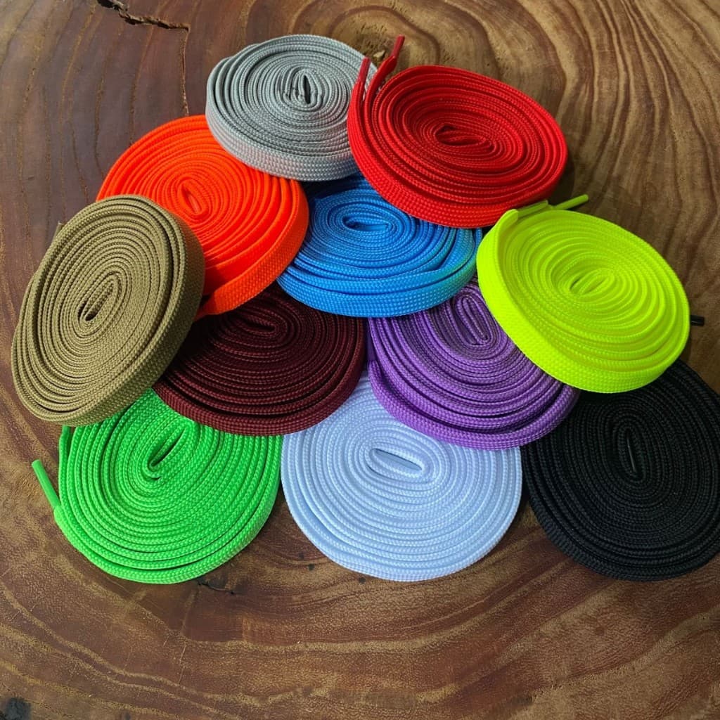 Cadarço Chato 70/120/140 cm10mm Grosso p/ Tênis Bota Sapato Poliéster Resistente e Reforçado Várias Cores Duas Camadas
