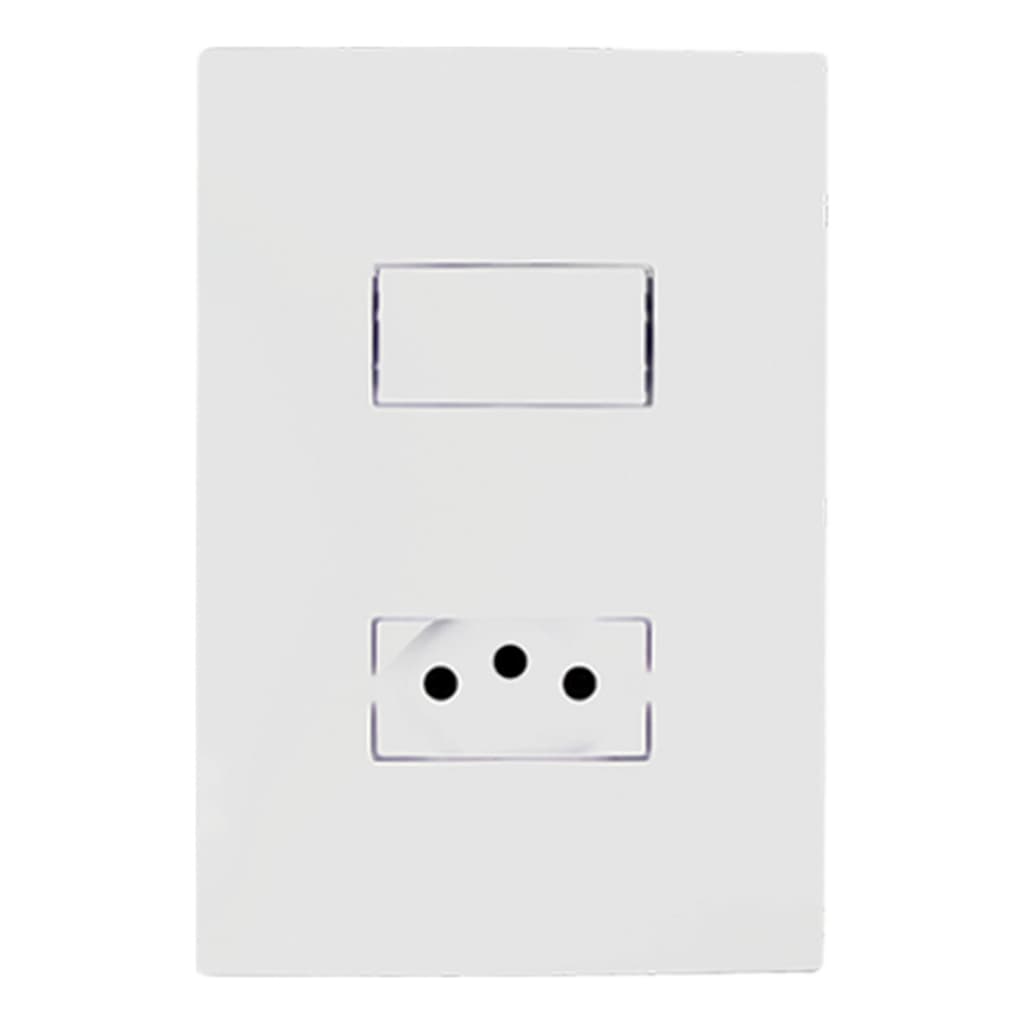 Conjunto Interruptor Simples 4x2 Com 1 Tomada 10a Ilumi