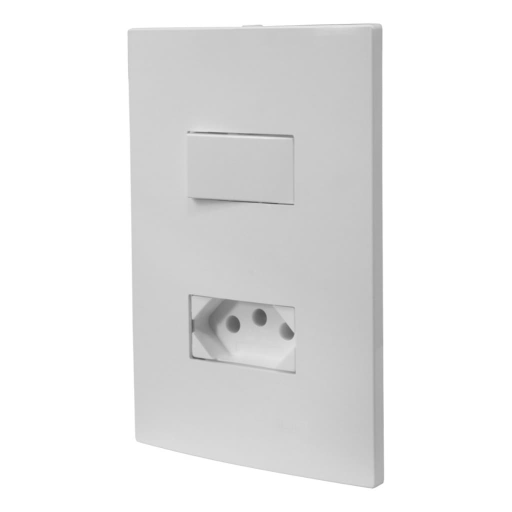 Cj 1 Interruptor Simples 10a C/ 1 Tomada 20a Bivolt I9 Ilumi 20 A 250v Branco