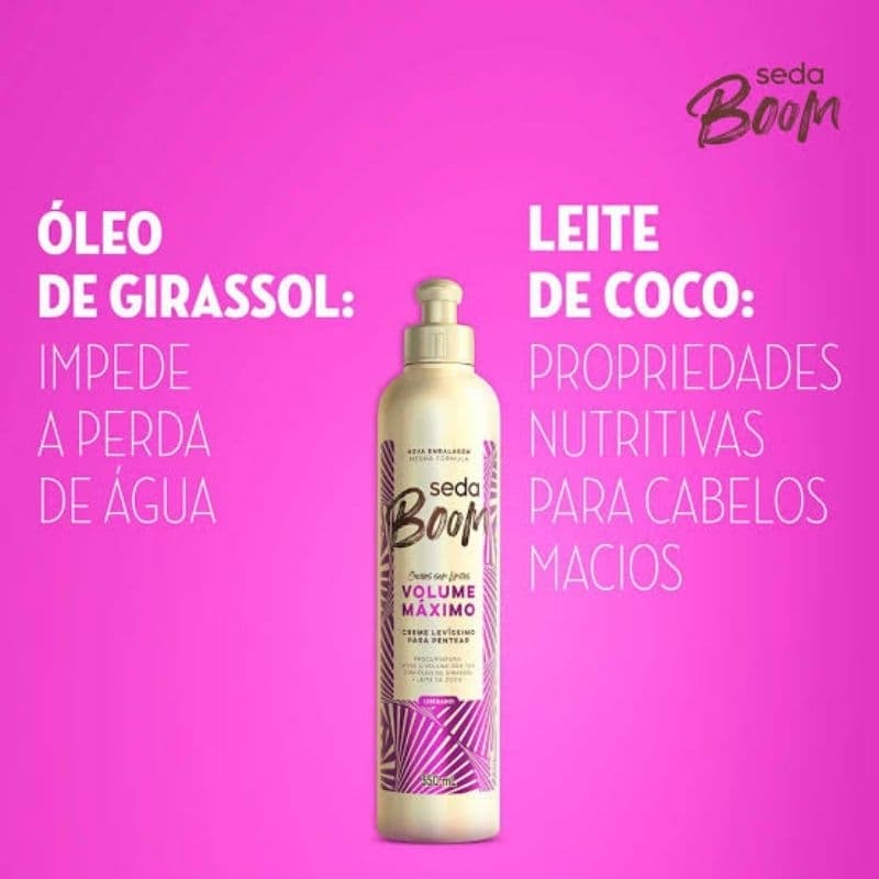 CREME DE PENTEAR SEDA BOOM ANTI-FRIZZ / VOLUME MÁXIMO