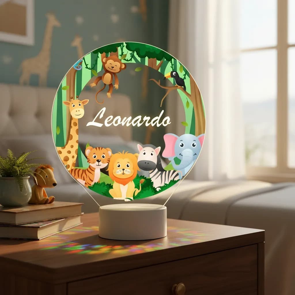 Luminária Led Uv Colorida Selva Safari Quarto infantil