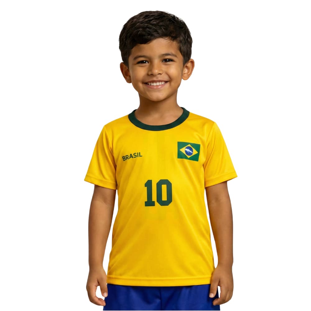 Camiseta Brasil Infantil Unissex Seleção Brasileira Copa do Mundo 2026 100% Algodão