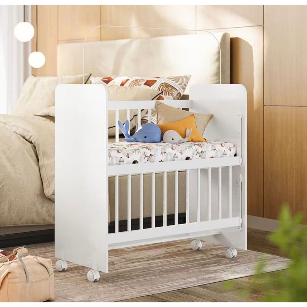 Mini Berço BEDSIDE BABY + Colchão com grade removível Branco