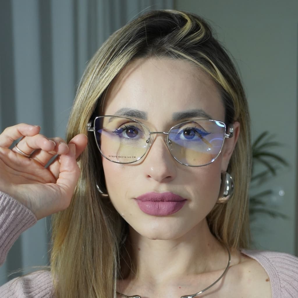 Oculos para armacao de grau metal feminino com HASTE GLITTER BRILHO