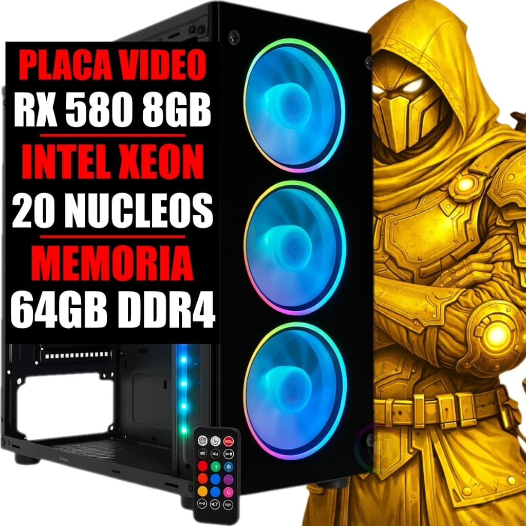 PC GAMER RX 580 8GB DDR5, XEON E5 24 NUCLEOS, 64GB DDR4, SSD 480GB