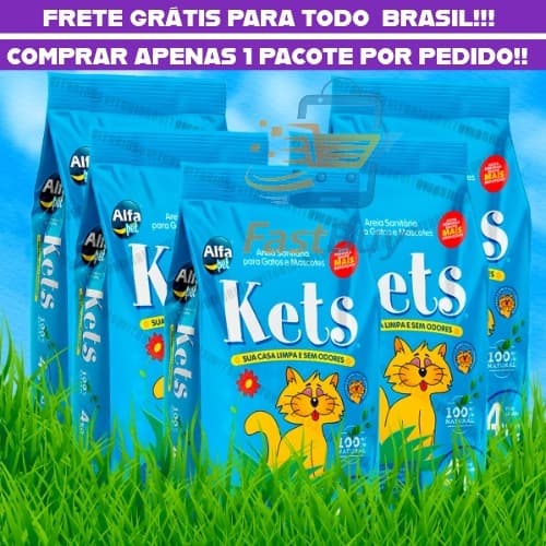 Kit 20KG Areia Higiênica Granulado Sanitário Gato Alta Absorção Extra Fina Forma Torrões Kets