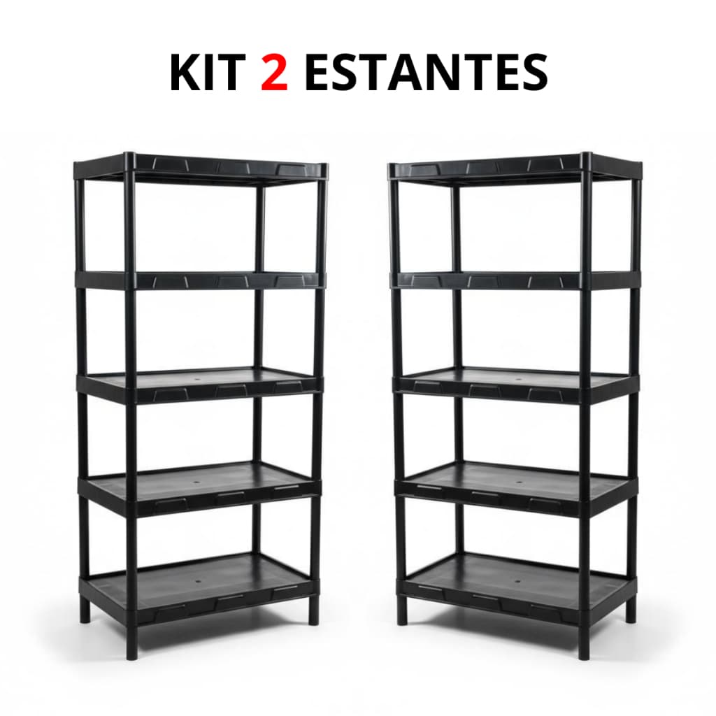 Kit 2 Estantes Organizadora Multiuso Até 7 Prateleiras Plástico Com Pézinhos