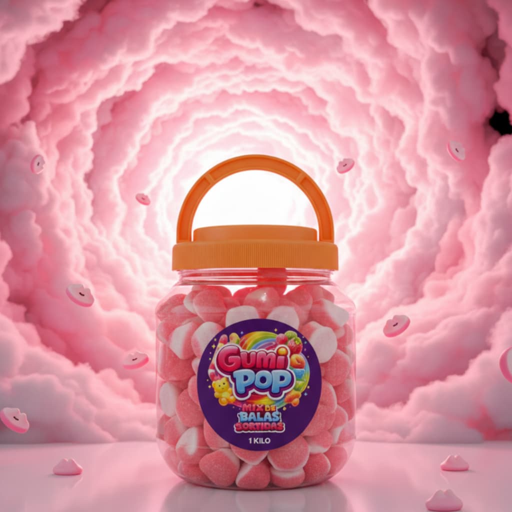 GumiPop 1 Kg Beijo Nuvem Balas de Gelatina Doces Guloseimas