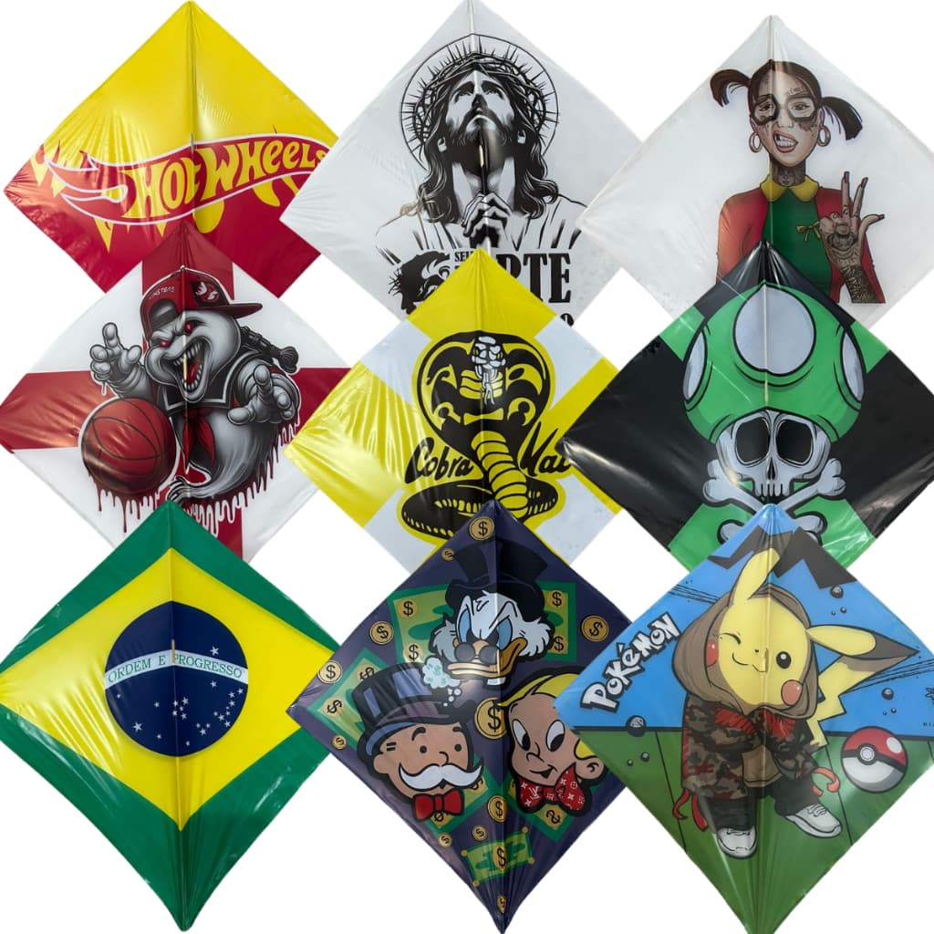Raia pipa papagaio flechinha 33x33cm 100 unidades sortidos Mega promoção