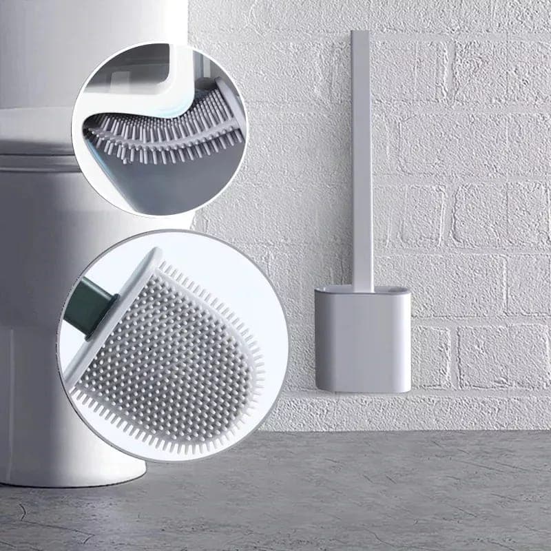 Escova Sanitária de Silicone com Suporte e Adesivo para parede - Limpeza Privada / Banheiro / Vaso Sanitário