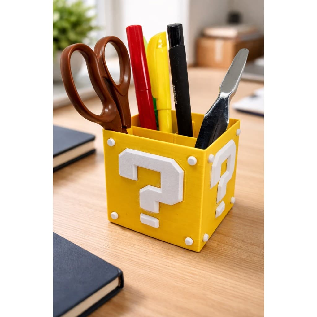 Porta Canetas e Lápis em forma de cubo com 3 Divisórias 10x10cm