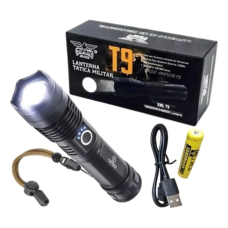Lanterna Com Zoom LED Ultrabrilhante Carregamento USB E Luz Indicadora De Energia Adequada Para Caminhadas Ao Ar Livre/A