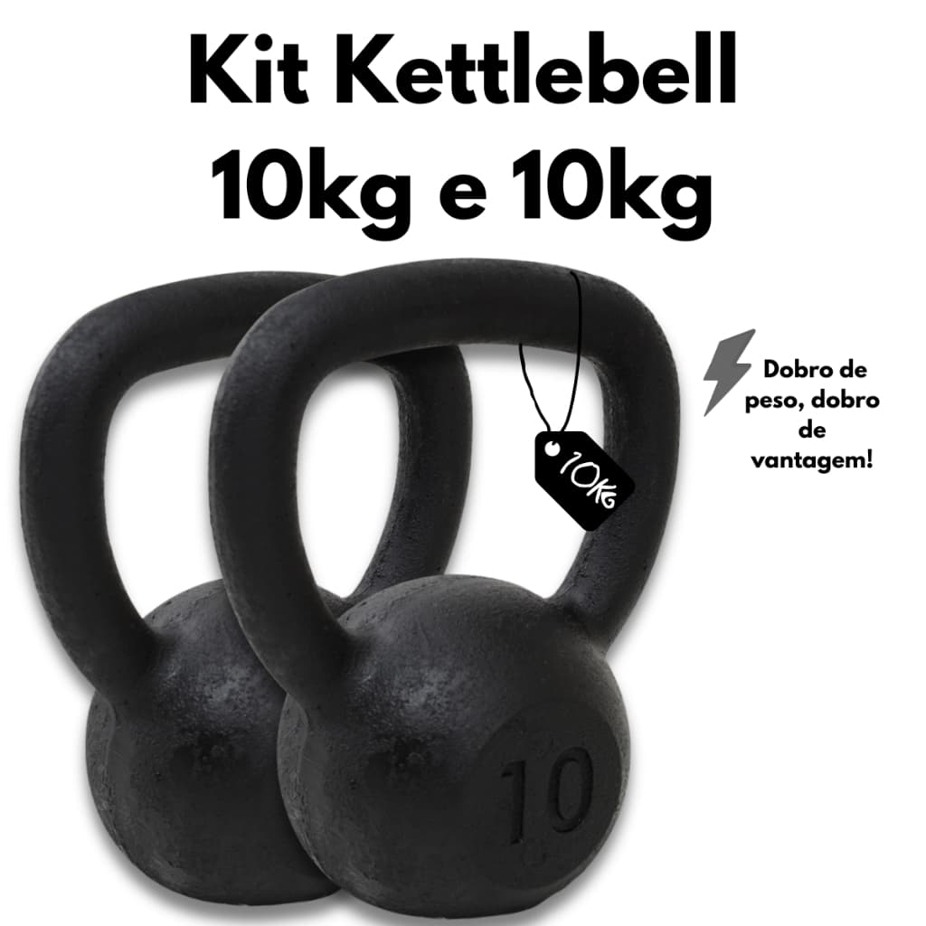 Kit Kettlebells 10kg e 10kg Treinamento Musculação Cross Training e Academia em Casa