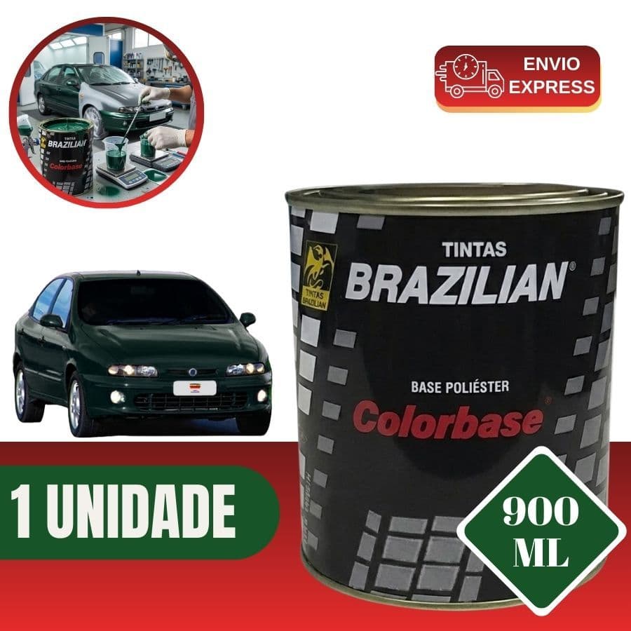 Tinta Automotiva Colorbase Brazilian Base Poliéster Fiat Verde Emerald 900 Ml 1997 a 2007