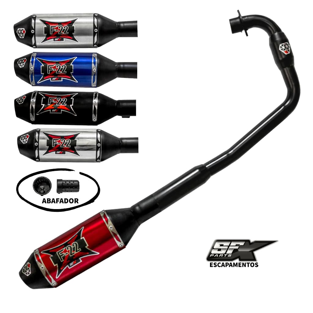 Escapamento Esportivo + Curva F-22 Completo Moto Titan Fan 125 2009 a 2013 KS/ES KITCurva + Ponteira
