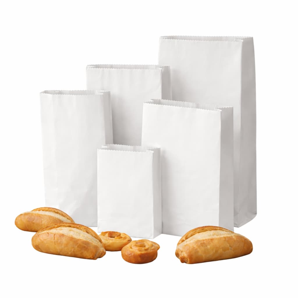 Saco De Papel Kraft Branco 0,250 kg até 15 kg - 100 Unidades Pães Padaria Liso