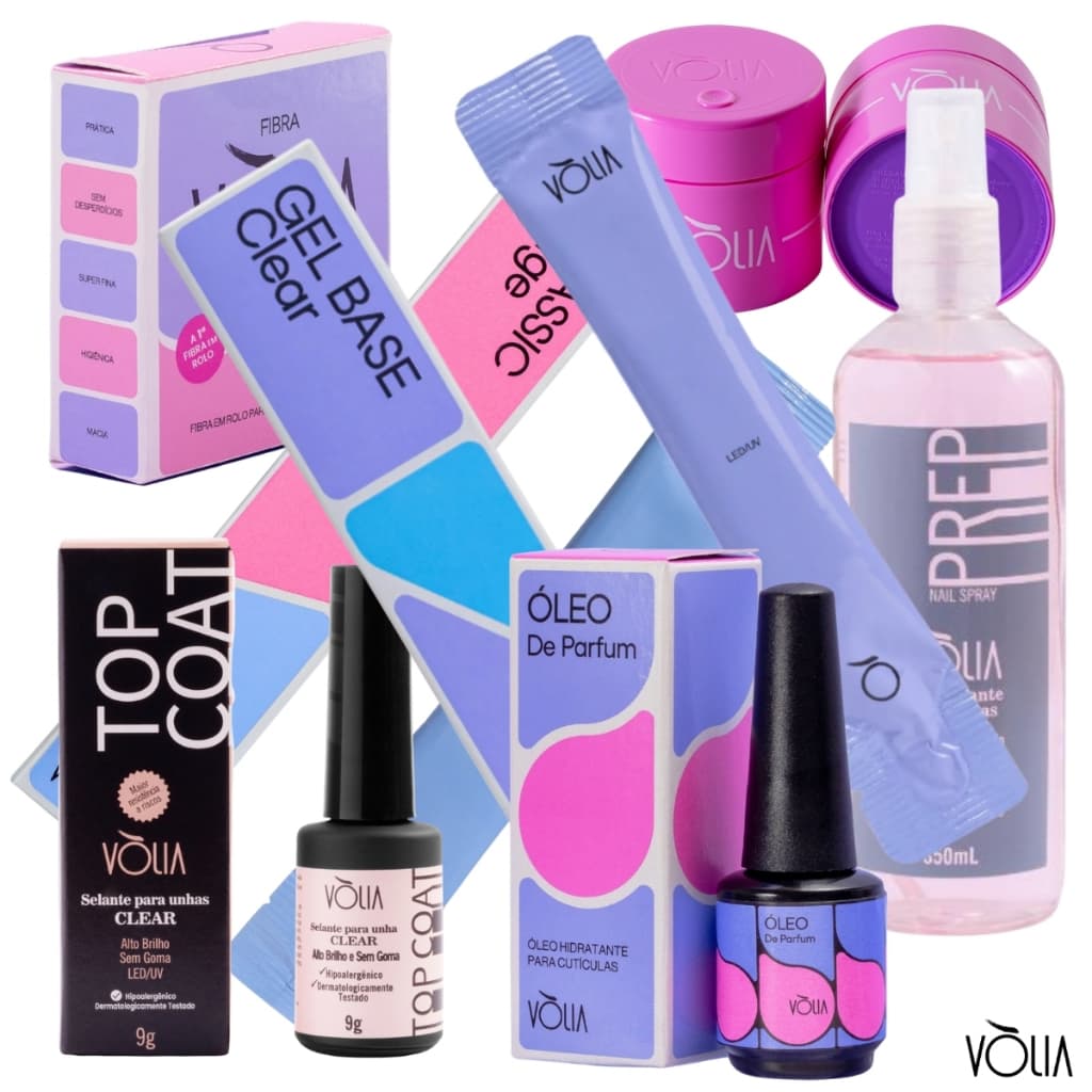 Volia - Preparador Gel Construtor Control Finalizador Alongamento Unhas Gel Base Nails Top Coat Sachê Classic Refil
