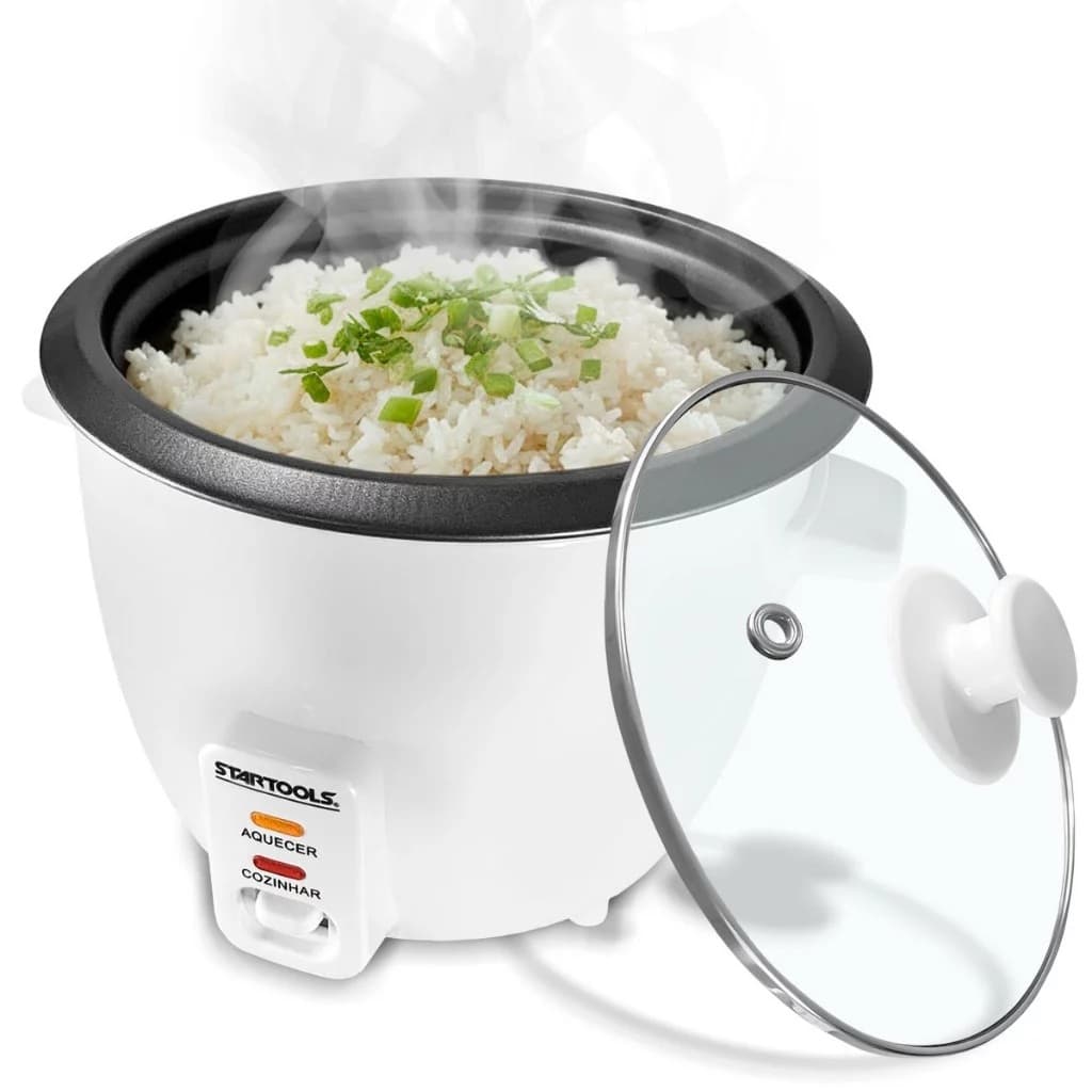 Panela Arroz Elétrica pequena 1,3L Antiaderente Branca 127V /220V