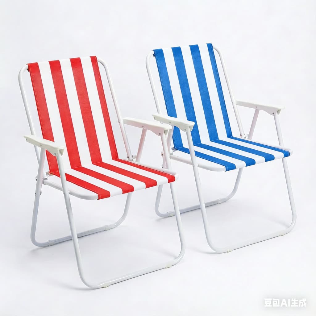Kit 2 Cadeira de Praia Premium Listrada Azul Céu - Dobrável e Portátil para Praia e Piscina Aguenta até 110 kg