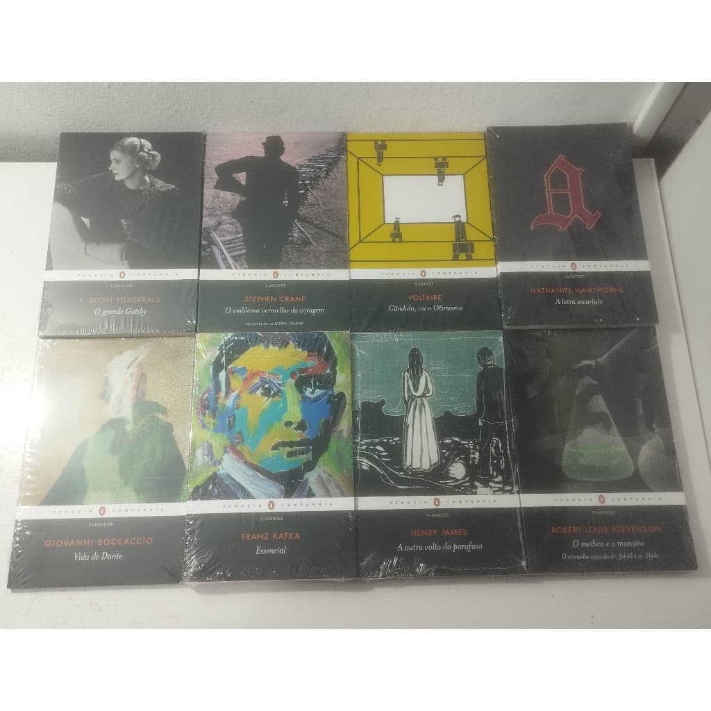 O Grande Gatsby + O Emblema Vermelho da Coragem + Cândido, ou o Otimismo + A Letra Escarlate + Vida de Dante + Essencial