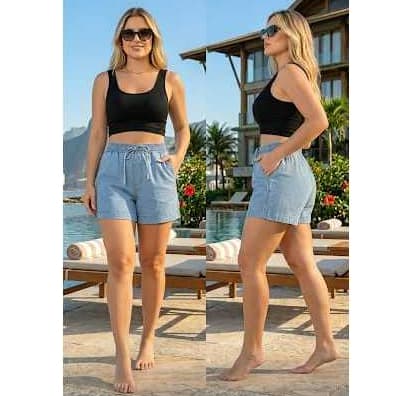 shorts feminino soltinho jeans leve moda verao