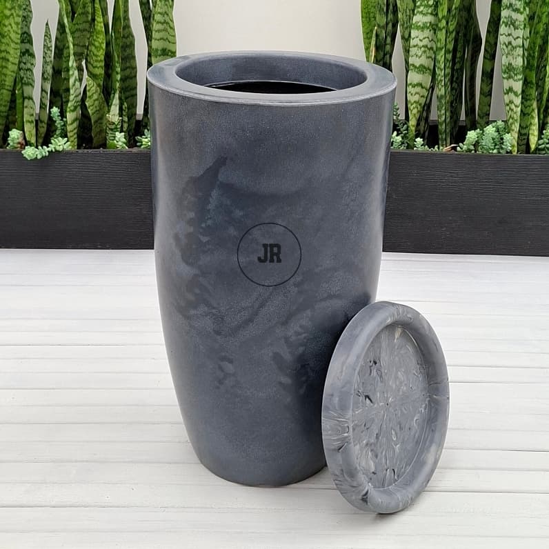 Vaso Coluna Polietileno para planta jardim sala leve resistente ibiza luxo marmorizado 49x29