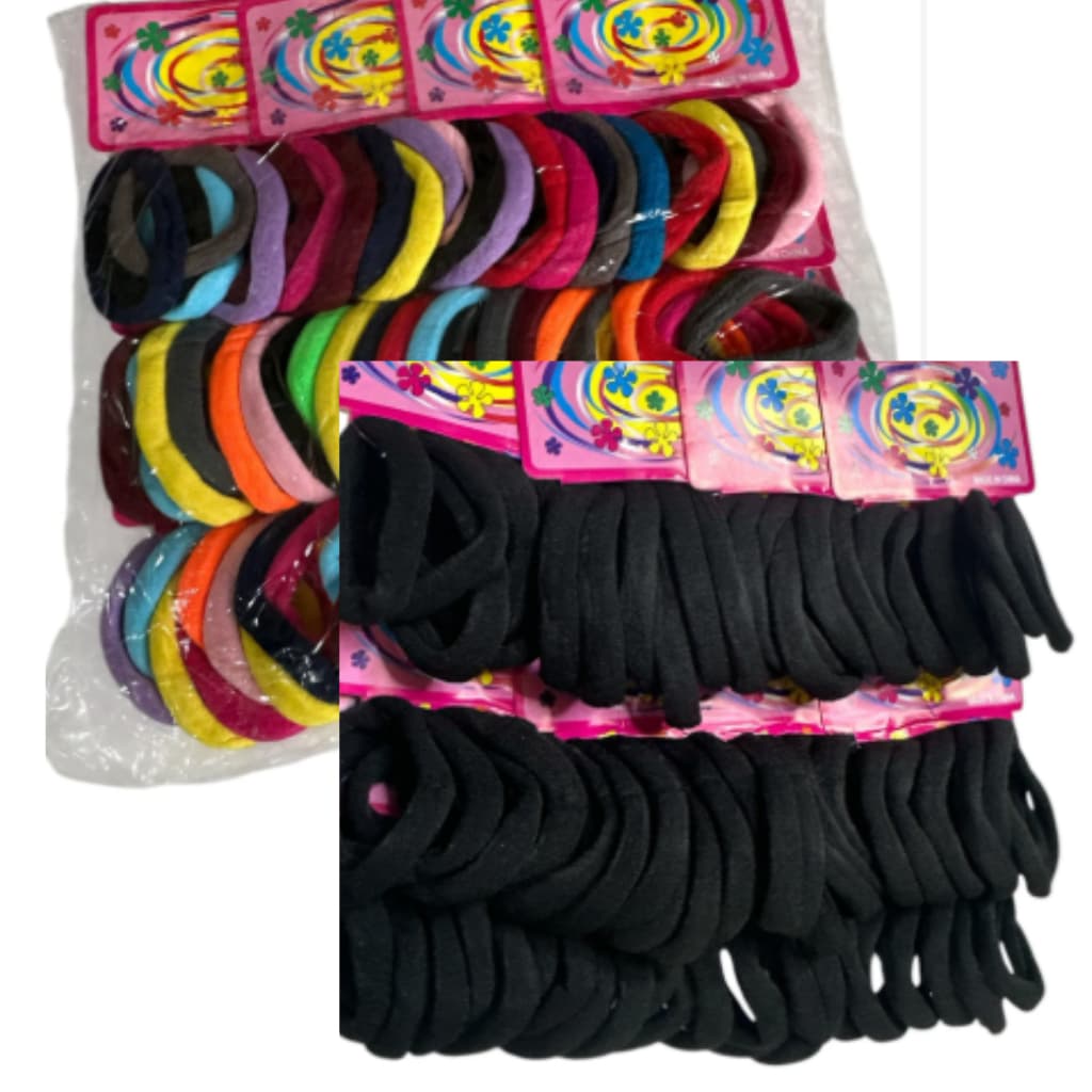 Kit Elástico de Cabelo 72 Peças Profissional Salão Revenda Xuxinhas Coloridas ou Pretas Rabico
