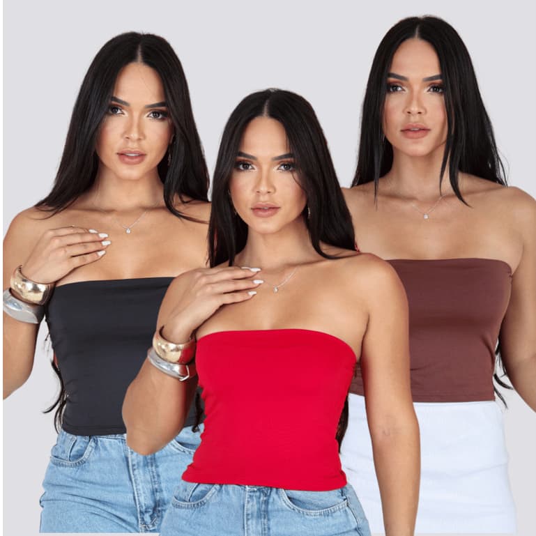 Cropped Tube Top Faixa Suplex Verão Blogueira Tomara Que Caia