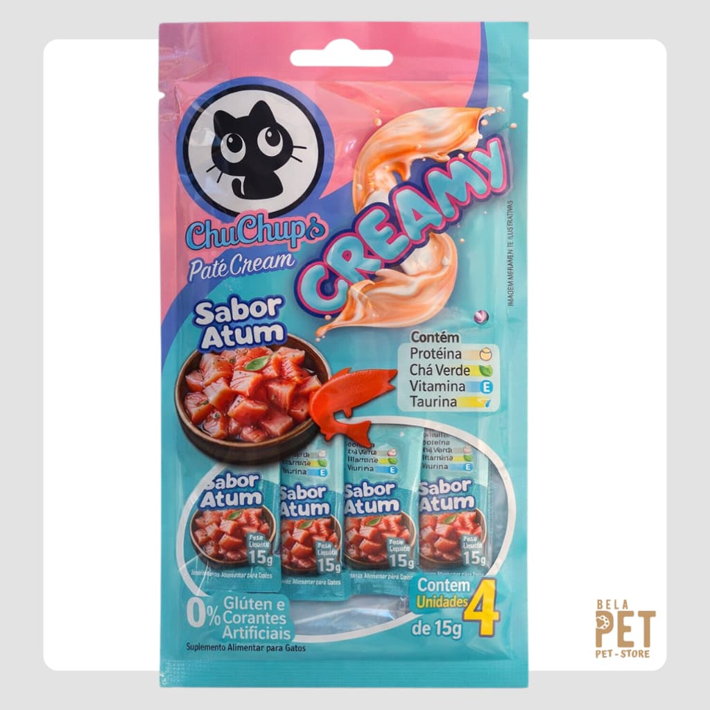 ChuChups Patê Creamy Sabor Atum – 4 Sachês de 15g