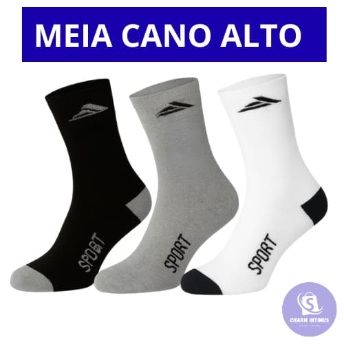 Kit Até 24 Pares Meias Cano Longo Elástico Respirável Sortido