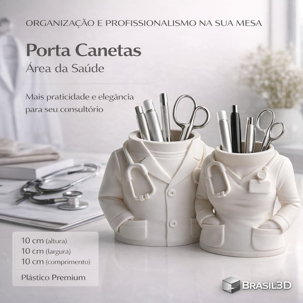 Porta canetas organizador de mesa medico jaleco, enfermagem consultório