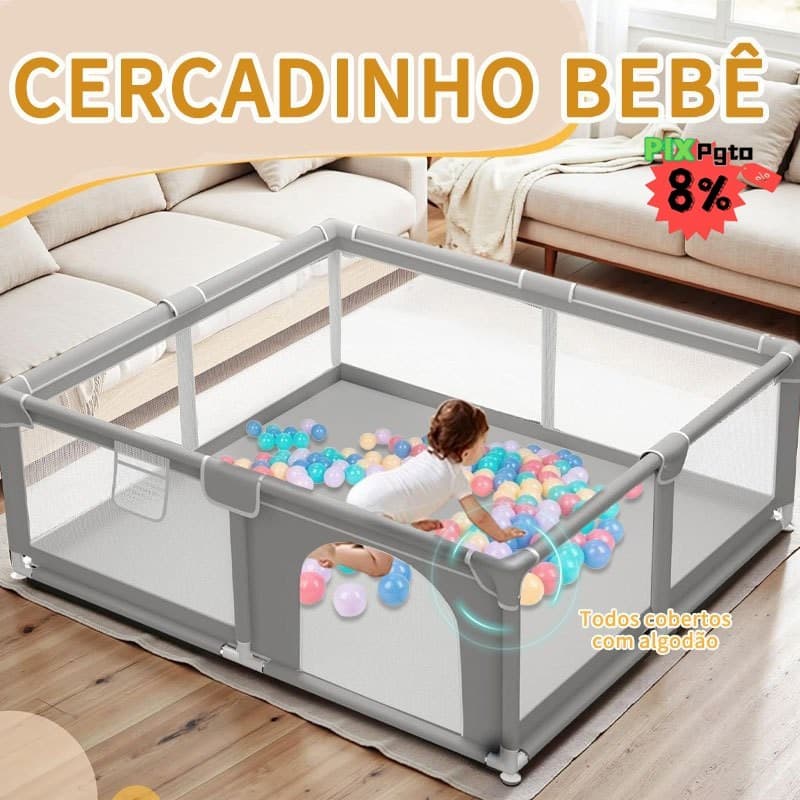 Cercadinho Para Bebê Parquinho – Dobrável com Ventosas  Alças e Gancho