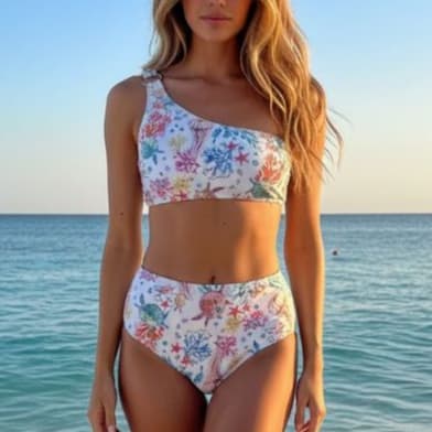 Biquíni Feminino Cintura Alta I Lycra Premium Proteção UV 50+ I Confortável e Elegante I Moda Praia 2026