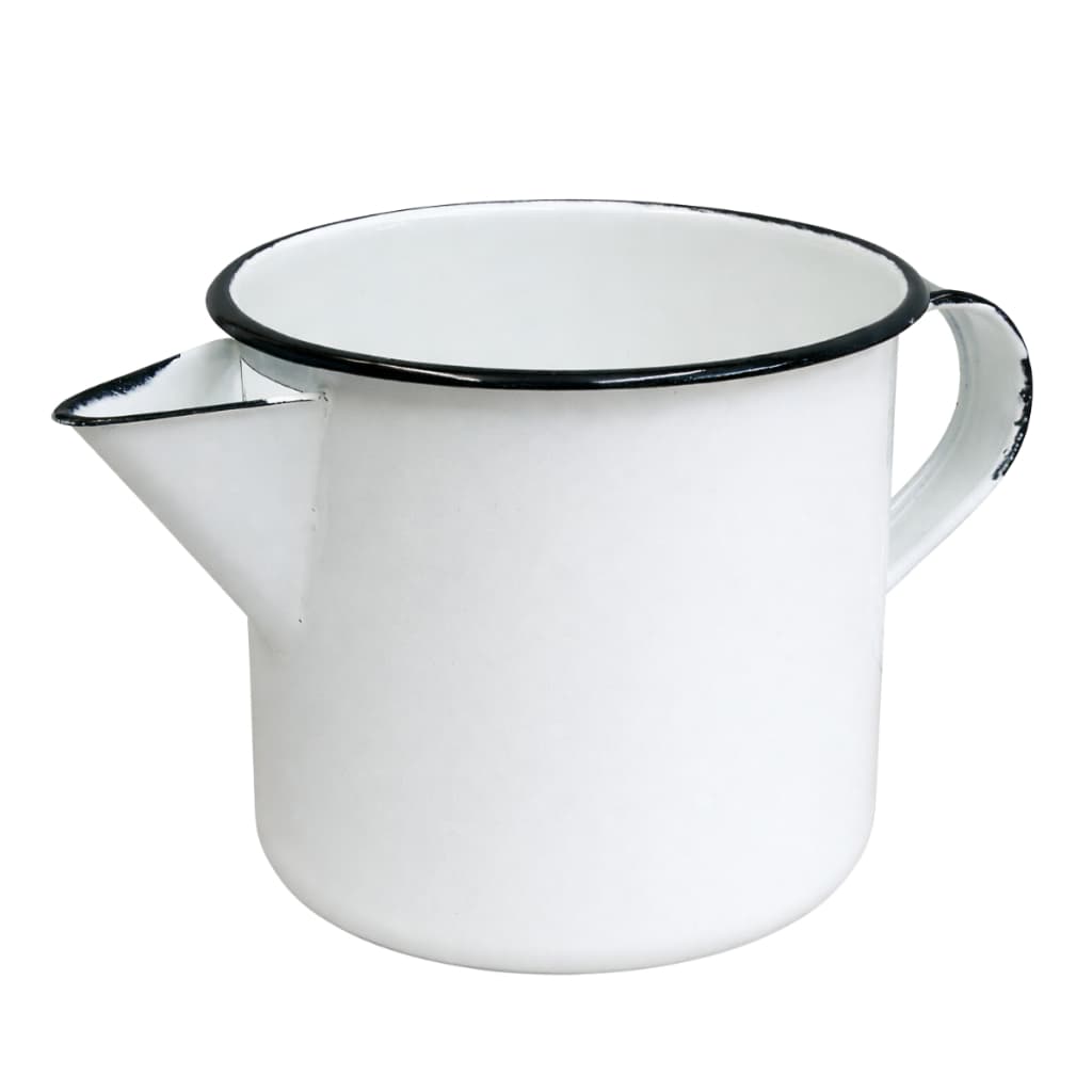 Caneca Esmaltada Com Bico Branca 1l P/ Vela E Sabonete Branco Esmaltado