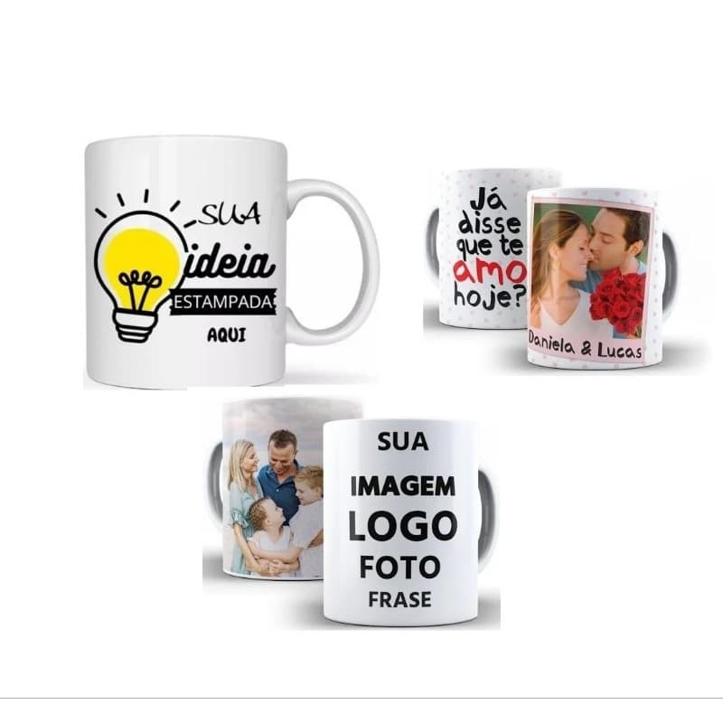 Kit 10 Caneca Personalizada Fotos Logos Frases Polimero 325ml