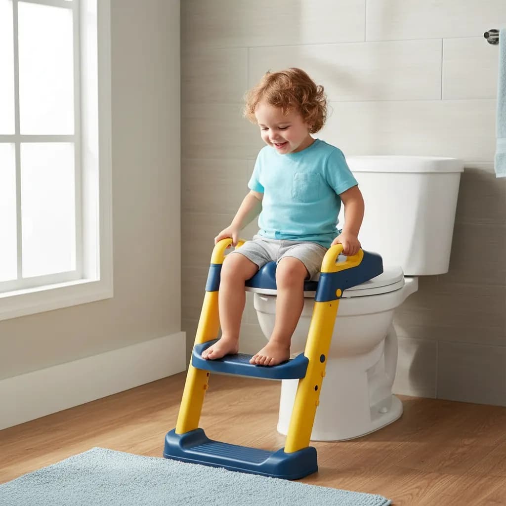 Assento Redutor Infantil Escada Vaso Sanitário Desfralde Seguro Antiderrapante Dobrável Ergonômico