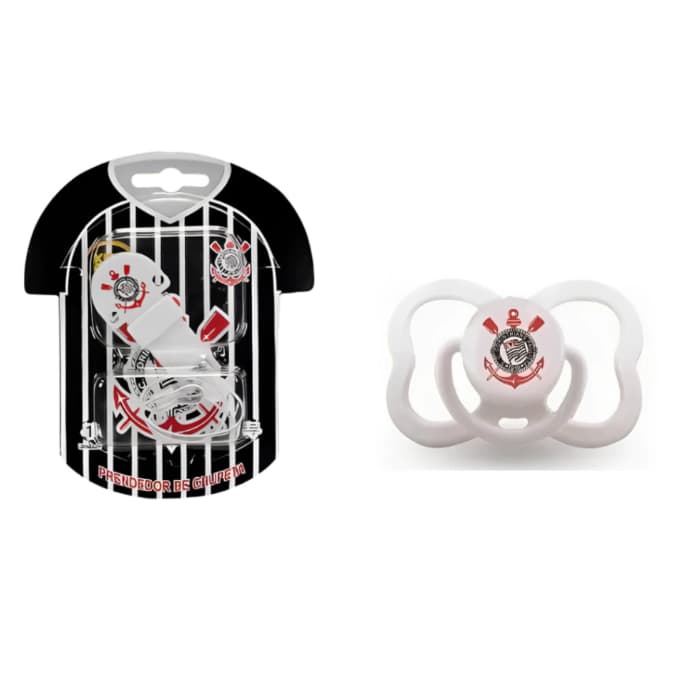 Kit infantil times Brasileiros (Chupeta + Prendedor de chupetas ) bico ortodôntico