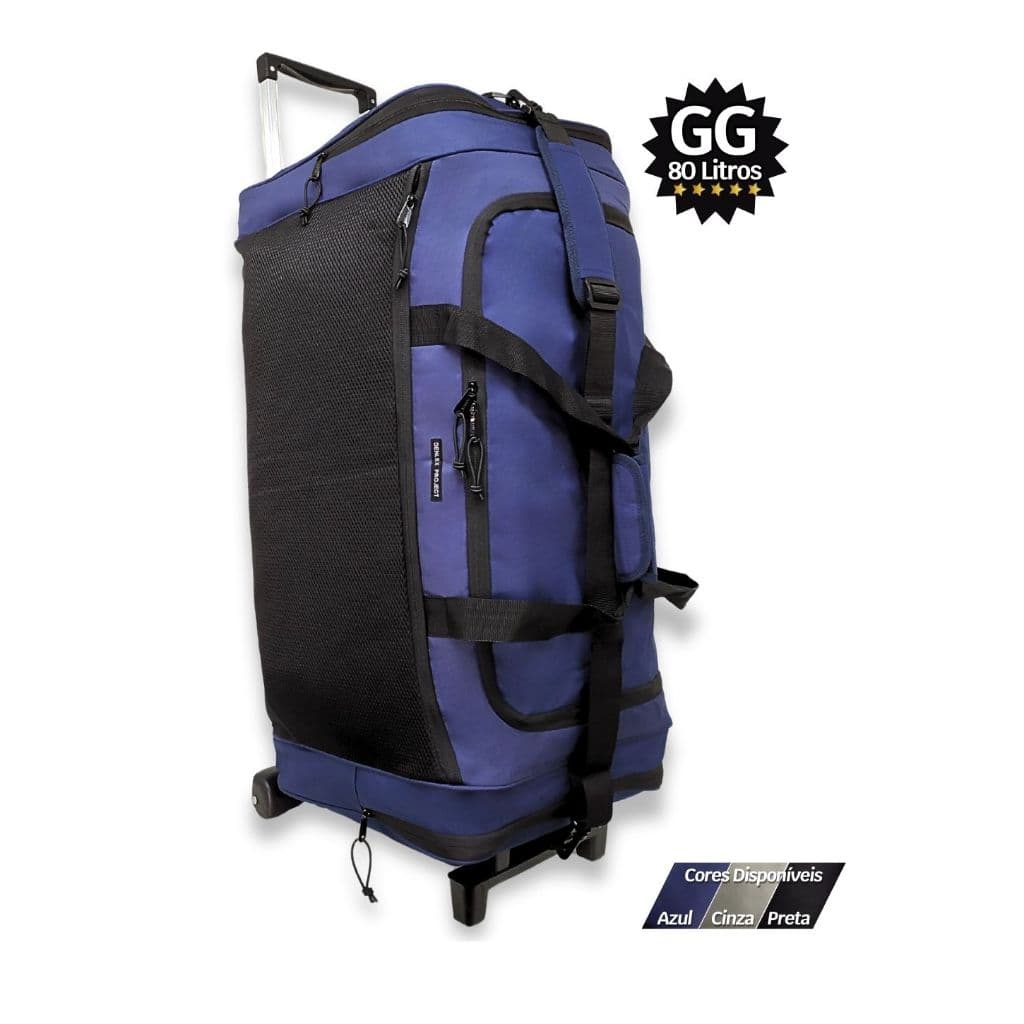 80L - Bolsa Mala de Viagem Denlex com Carrinho, Hiper Grande Importada - Denlex - Sacola de Viagem