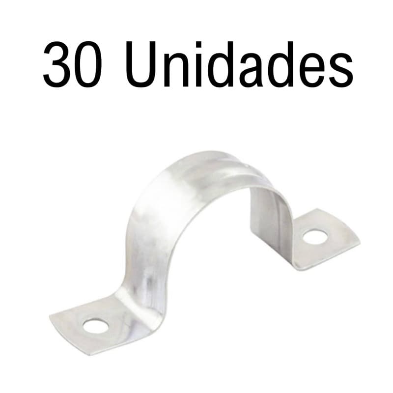 Kit 30 Abraçadeira tipo U 1/2 3/4 1P 1.1/2 2P 3P 4P Canos Tubos Tubulação Encanação Eletroduto Construção Aço Galvaniza