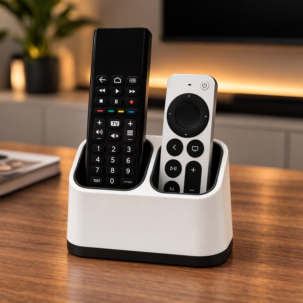 Suporte para Controle Remoto com 2 Divisórias Organizador para TV e Ar Condicionado Compacto Moderno