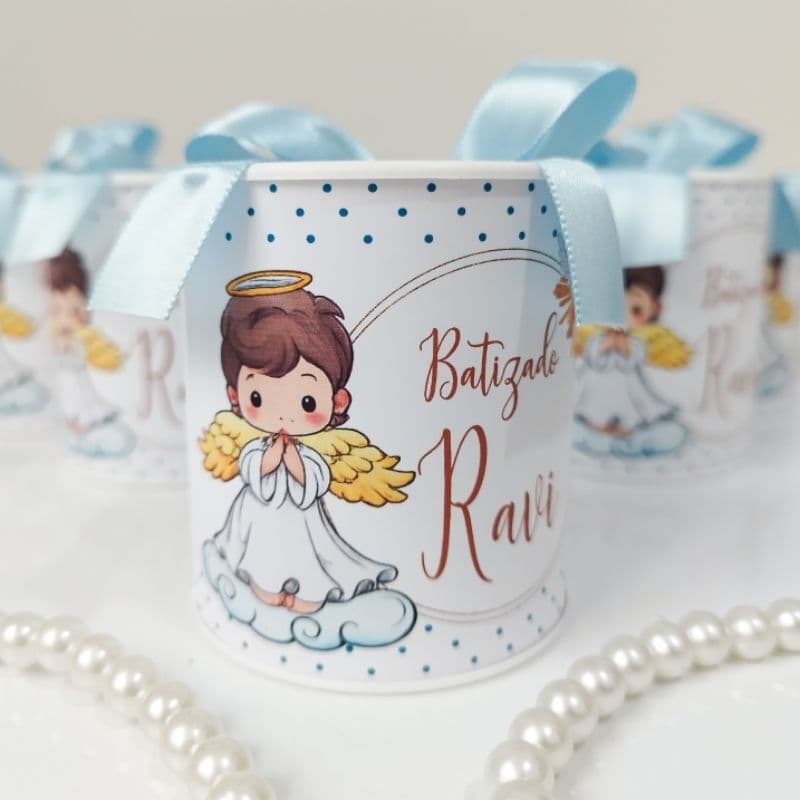 Tubolata Personalizada 7x6 Batizado Anjinho Anjinha Lembrancinha Maternidade Nascimento Santo Anjo