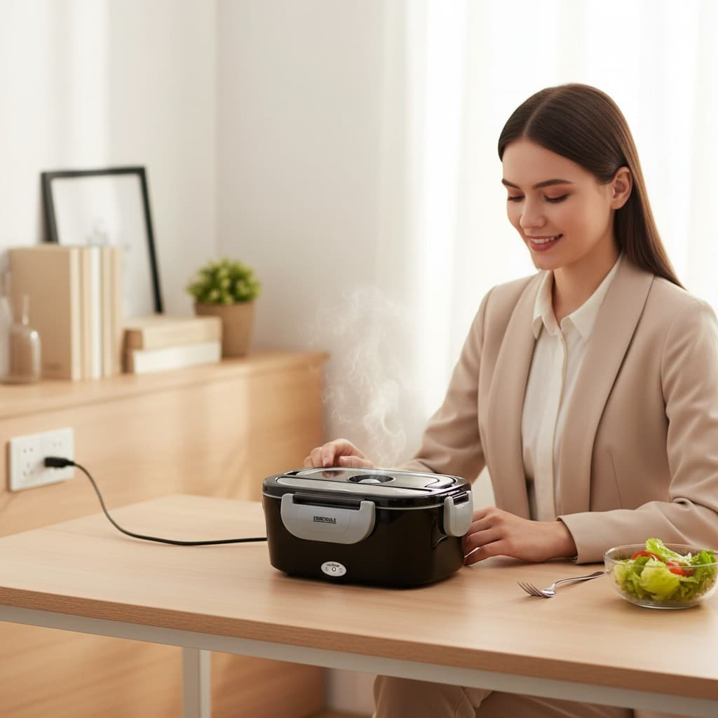 Marmiteira Termica Eletrica Portatil Bivolt Aquecedor do Carro Alimentos Saudável Rápido Prática Preta