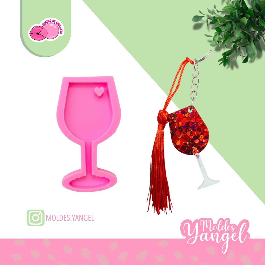Molde Silicone Resina Epóxi Mini Taça de Vinho – Chaveiro ou Imã