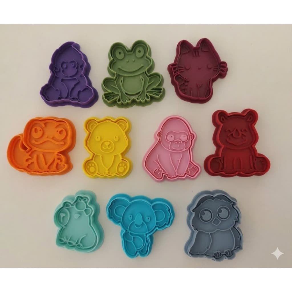 Kit 10 Cortador Marcador Infantil Animais Fofinhos Pasta Americana