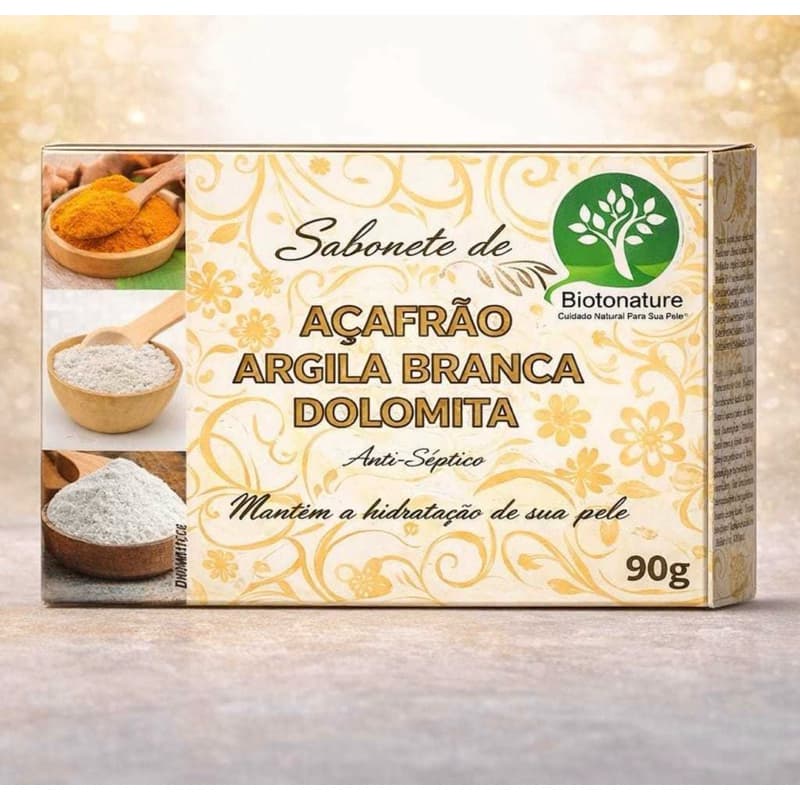 3 UN Sabonete Barra de Açafrão e Dolomita 90g - Bionature