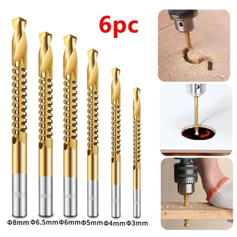 kit Broca Corte Lateral Revestida de Titânio aço HSS