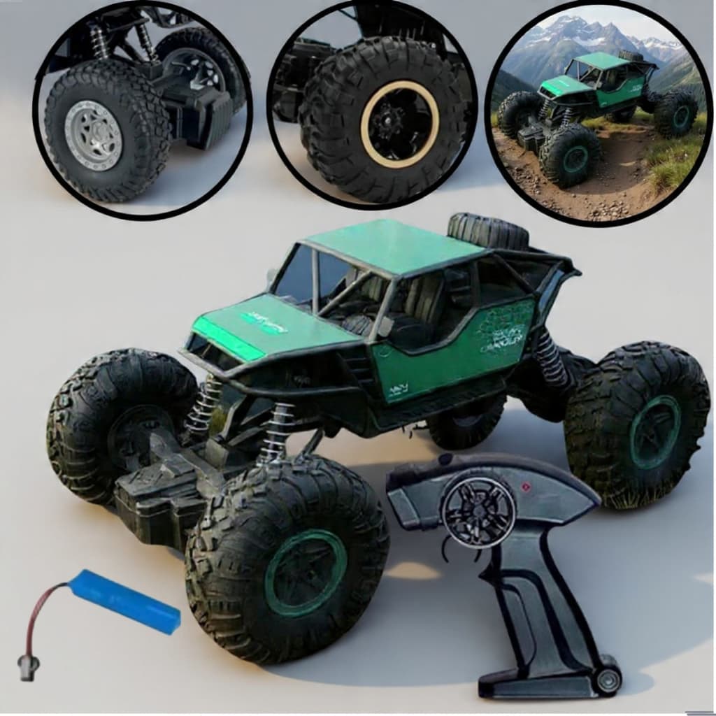 Carrinho de Controle Remoto Jeep Monster Truck Brinquedo Bateria Recarregável Porsche Infantil