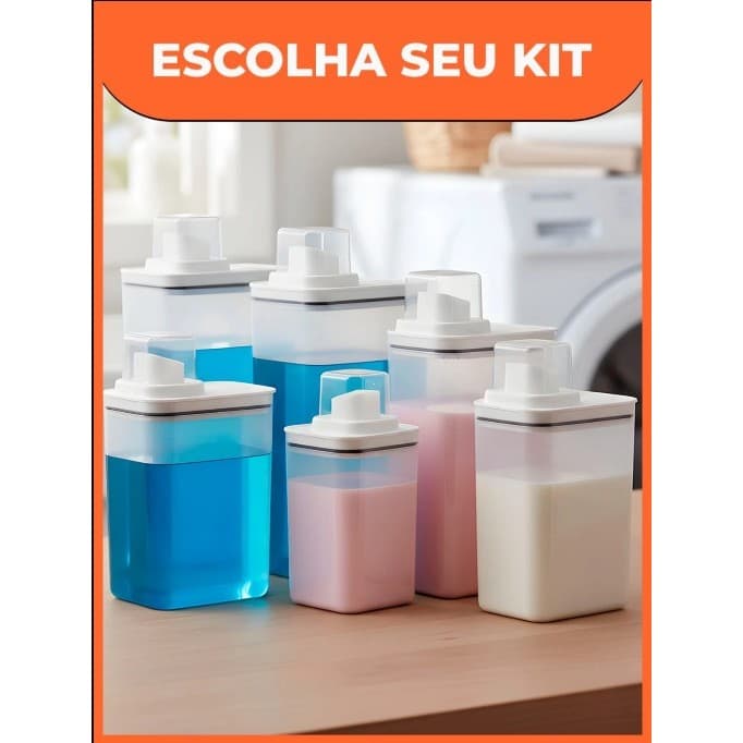 Dispenser Organizador Lavanderia 2,3 L / 1,5 L / Borrifador 500ml - Escolha seu Kit - Marca: OU