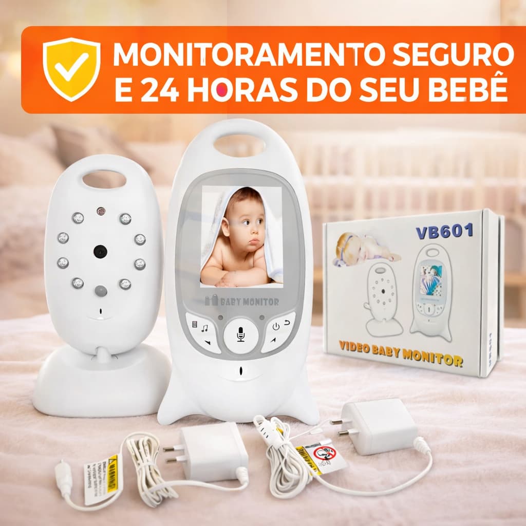 Babá Eletrônica  com Câmera Visão Noturna Áudio Bidirecional Monitor Temperatura Bebê LCD 2"